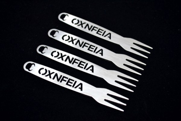OXNFEIA® Pommesgabeln 4 Stück mit Holzbox